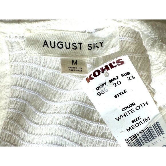 NWT August Sky Womens Smocked Tiered Midi Dress White Size Medium - Picture 6 of 12